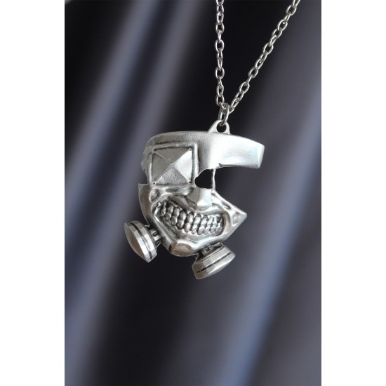 Maske Model Gümüş Renk Metal Zincirli Erkek Kolye Maske Model Gümüş Renk Metal Zincirli Erkek Kolye
