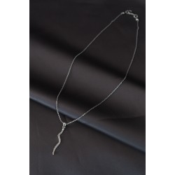 Silver Renk Metal Zirkon Taşlı Şimşek Kolye
