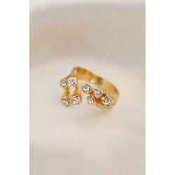 Ayarlamalı Gold Metal Kare Zirkon Taşlı Yüzük