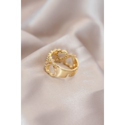 Ayarlamalı Gold Renk Metal Zirkon Taşlı Kalp Model Yüzük