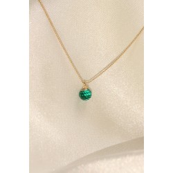 Zirkon Taşlı Yeşil Renk Minimal Küre Kolye