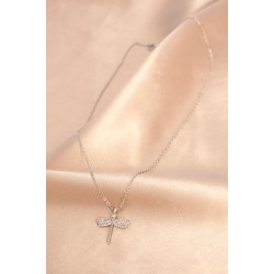 Gümüş Renk Metal Zirkon Taşlı Yusufçuk Kolye