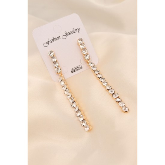 Gold Renk Metal Su Yolu Model Çift Küpe Gold Renk Metal Su Yolu Model Çift Küpe