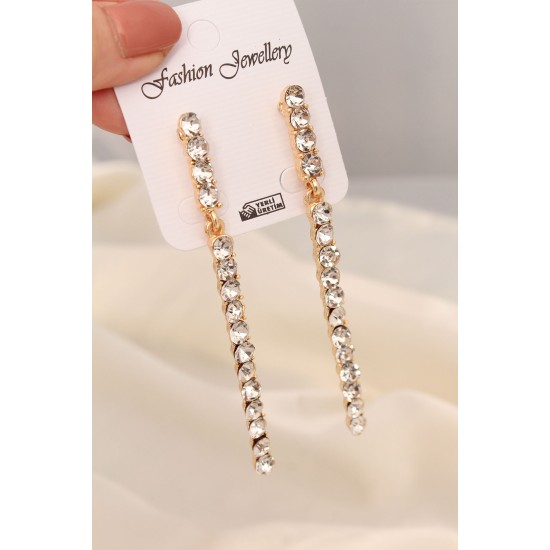 Gold Renk Metal Su Yolu Model Çift Küpe Gold Renk Metal Su Yolu Model Çift Küpe