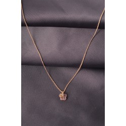 Gold Renk Metal Zirkon Taşlı Pembe Minimal Kelebek Detaylı Kadın Kolye