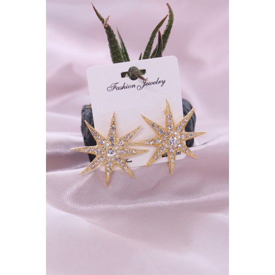 Gold Renk Metal Zirkon Taşlı Kutup Yıldızı Model Kadın Küpe Seti Gold Renk Metal Zirkon Taşlı Kutup Yıldızı Model Kadın Küpe Seti