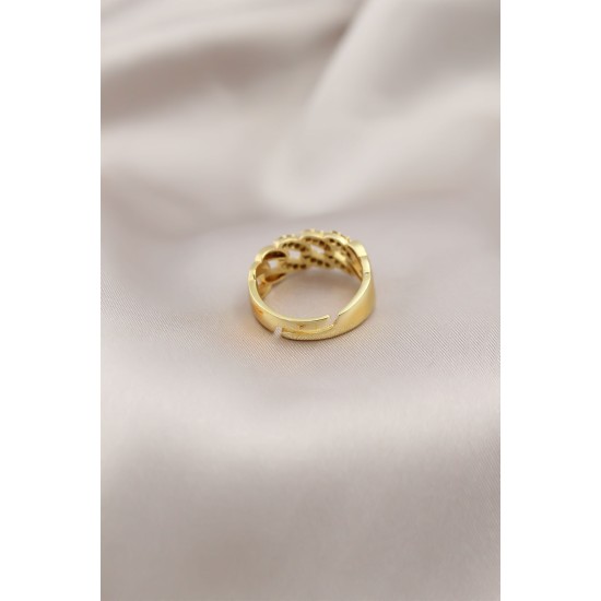 Gold Renk Metal Zincir Model Taşlı Kadın Yüzük Gold Renk Metal Zincir Model Taşlı Kadın Yüzük