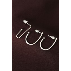 küpeGeometrik Model Gümüş Renk Metal Çoklu Küpe