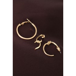 Düğüm Model Altın Renk Metal Çoklu Küpe