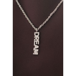 Gümüş Renk Zirkon Taşlı Rüya Yazılı Kolye