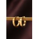 Çelik Gold Renk Zirkon Taş Detay Halka Küpe Çelik Gold Renk Zirkon Taş Detay Halka Küpe