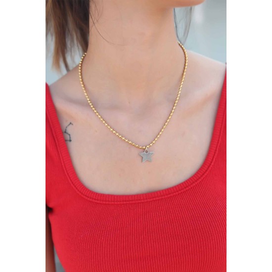 Yıldız Model Çelik Gold Renk Kadın Kolye Yıldız Model Çelik Gold Renk Kadın Kolye