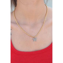 Yıldız Model Çelik Gold Renk Kadın Kolye