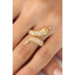Gold Renk Ayarlanabilir Zirkon Taşlı Kadın Yılan Yüzük