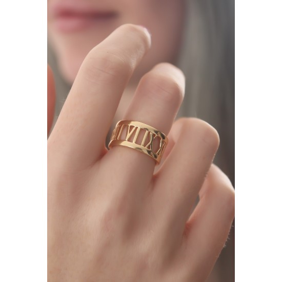 Gold Renk Roma rakam Model Kadın Yüzük Gold Renk Roma rakam Model Kadın Yüzük