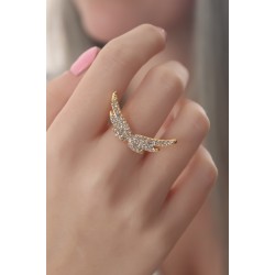 Gold Renk Kanat Model Zirkon Taşlı Kadın Yüzük