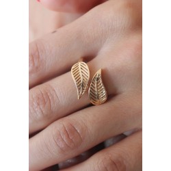 Gold Renk Yaprak Model Kadın Yüzük