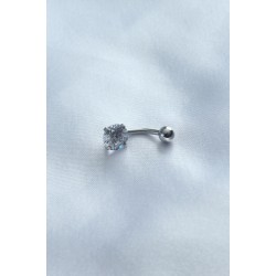 316L Cerrahi Çelik Zirkon Taşlı Göbek Piercing