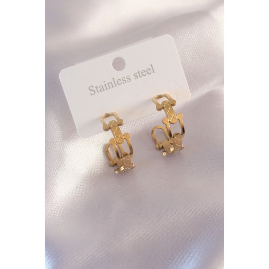 Çelik Gold Renk Tifanny Zincir Model Kadın Küpe Çelik Gold Renk Tifanny Zincir Model Kadın Küpe