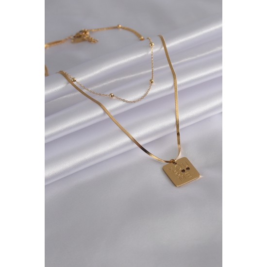316L Çelik Gold Renk İtalyan Zincir 'You & Me' İşleme Kadın Kolye 316L Çelik Gold Renk İtalyan Zincir 'You & Me' İşleme Kadın Kolye