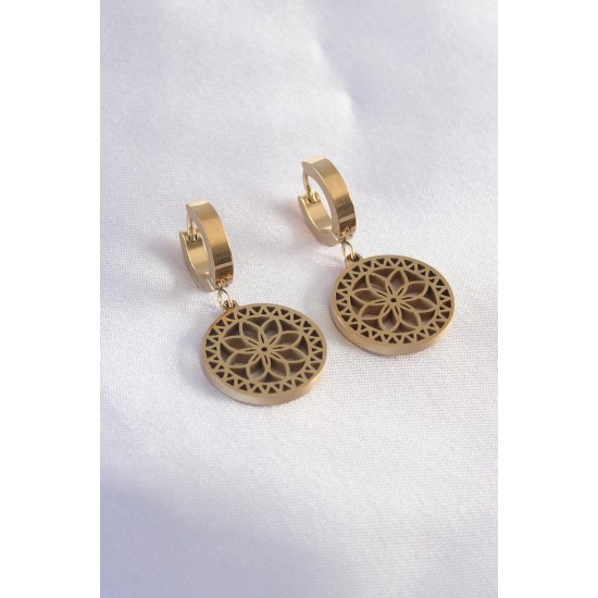 316L Çelik Gold Renk Lotus Kadın Küpe 316L Çelik Gold Renk Lotus Kadın Küpe
