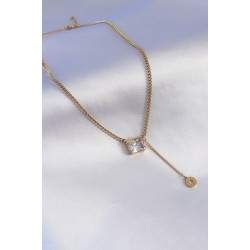316L Çelik Gold Renk Zincir Model Zirkon Taşlı Yıldız Detay Kadın Kolye