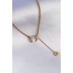 316L Çelik Gold Renk Zincir Model Zirkon Taşlı Yıldız Detay Kadın Kolye