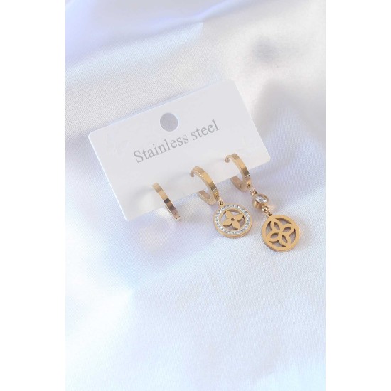 316L Çelik Gold Renk Çiçek Model Zirkon Taşlı Kadın Küpe 316L Çelik Gold Renk Çiçek Model Zirkon Taşlı Kadın Küpe