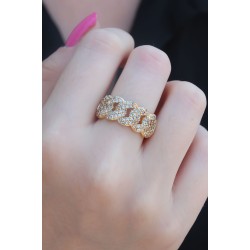 Gold Renk Zirkon Taşlı Zincir Model Kadın Yüzük