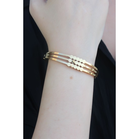 316L Çelik Gold Renk Kaburga Model Kelepçe Kadın Bileklik 316L Çelik Gold Renk Kaburga Model Kelepçe Kadın Bileklik