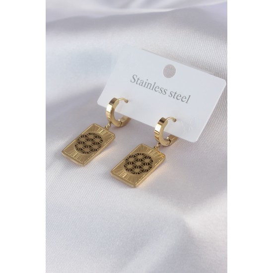 316L Çelik Gold Renk Lotus İşleme Kadın Küpe 316L Çelik Gold Renk Lotus İşleme Kadın Küpe