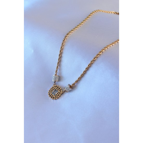 316L Çelik Gold Renk Lotus Model Zirkon Taşlı Burgu Zincir Kadın Kolye 316L Çelik Gold Renk Lotus Model Zirkon Taşlı Burgu Zincir Kadın Kolye