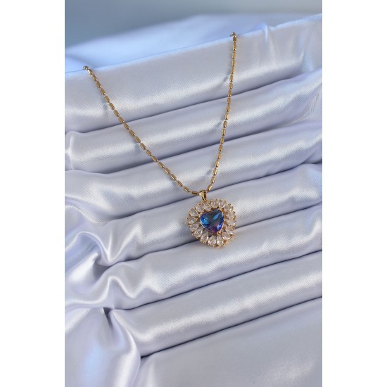 316L Çelik Gold Renk Zirkon Taşlı Kristal Mor Kalp Model Kadın Kolye 316L Çelik Gold Renk Zirkon Taşlı Kristal Mor Kalp Model Kadın Kolye