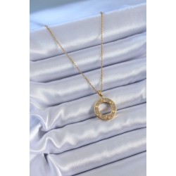 316L Çelik Gold Renk Zirkon Taşlı Model Kadın Kolye