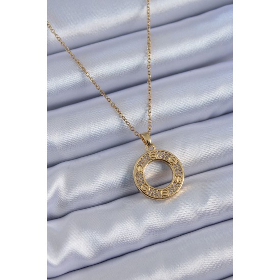 316L Çelik Gold Renk Zirkon Taşlı Cartier Model Kadın Kolye 316L Çelik Gold Renk Zirkon Taşlı Cartier Model Kadın Kolye