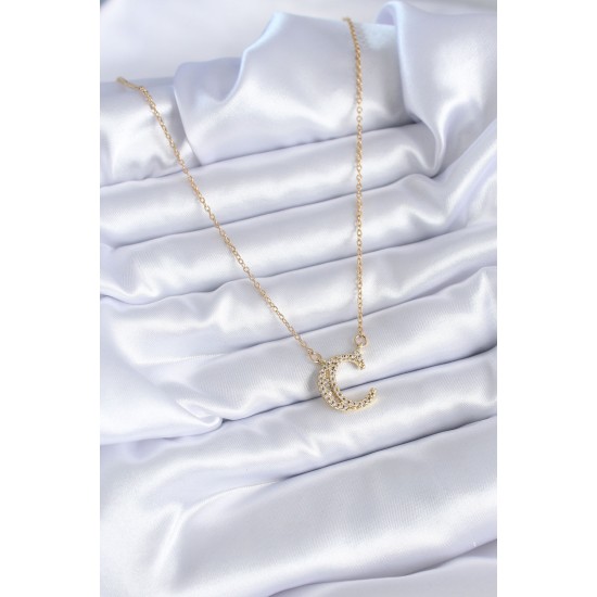 316L Çelik Gold Renk C Harf Model Zirkon Taşlı Kadın Kolye 316L Çelik Gold Renk C Harf Model Zirkon Taşlı Kadın Kolye