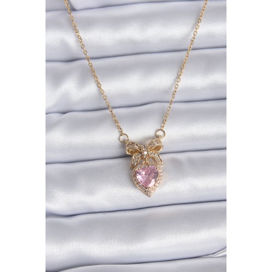 316L Çelik Gold Zincir Pembe Kristal Kalp Model Zirkon Taşlı Kurdele Model Kadın Kolye 316L Çelik Gold Zincir Pembe Kristal Kalp Model Zirkon Taşlı Kurdele Model Kadın Kolye