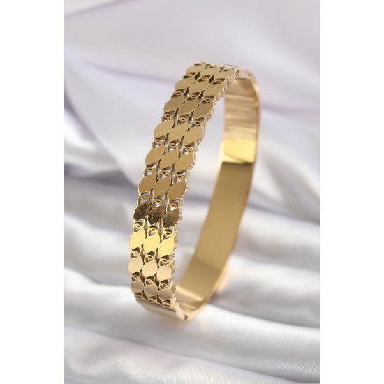 316L Çelik Gold Renk Arpa İşleme Model Kadın Kelepçe 316L Çelik Gold Renk Arpa İşleme Model Kadın Kelepçe