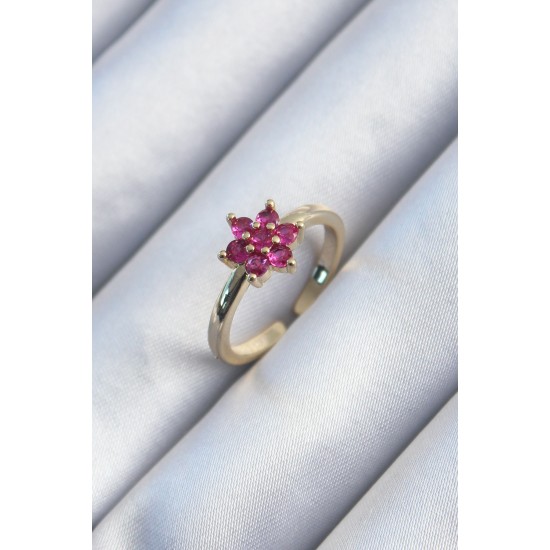 Pirinç Gold Renk Pembe Zirkon Taşlı Lotus Model Kadın Yüzük Pirinç Gold Renk Pembe Zirkon Taşlı Lotus Model Kadın Yüzük