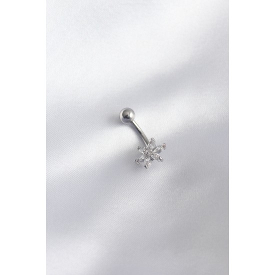 316L Cerrahi Çelik Gümüş Renk Zirkon Taşlı Çiçek Model Kadın Göbek Piercing 316L Cerrahi Çelik Gümüş Renk Zirkon Taşlı Çiçek Model Kadın Göbek Piercing