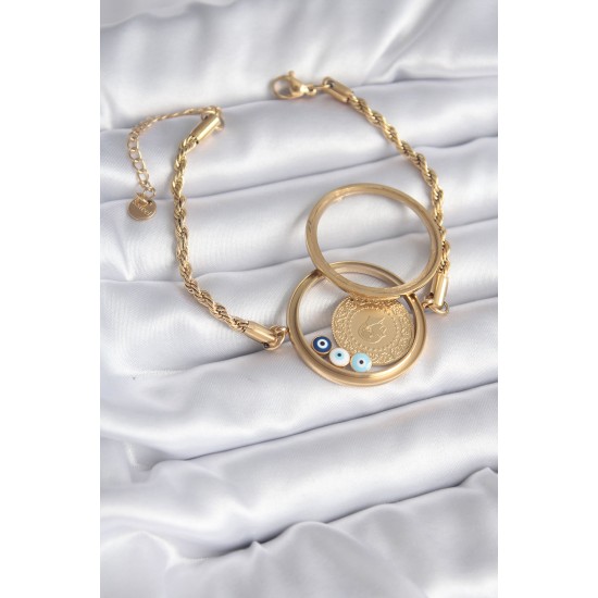 Açılabilir 316L Çelik Gold Renk Burgu Zincir Fanus Çeyrek Model Kadın Bileklik Açılabilir 316L Çelik Gold Renk Burgu Zincir Fanus Çeyrek Model Kadın Bileklik