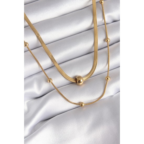 316L Çelik Gold Renk İtalyan Zincir Model Topçuk Detay Kadın Kolye 316L Çelik Gold Renk İtalyan Zincir Model Topçuk Detay Kadın Kolye