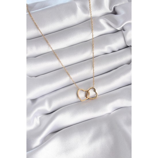 316L Çelik Gold Renk Geçmeli Kalp Model Kadın Kolye 316L Çelik Gold Renk Geçmeli Kalp Model Kadın Kolye