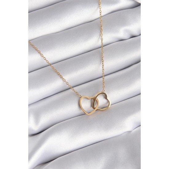 316L Çelik Gold Renk Geçmeli Kalp Model Kadın Kolye 316L Çelik Gold Renk Geçmeli Kalp Model Kadın Kolye
