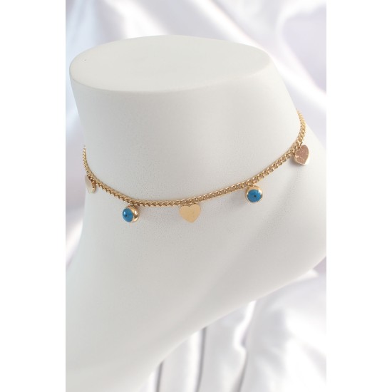 316L Çelik Gold Renk Zincir Model Kalp Figür Nazar Boncuk Detay Kadın HalHal 316L Çelik Gold Renk Zincir Model Kalp Figür Nazar Boncuk Detay Kadın HalHal