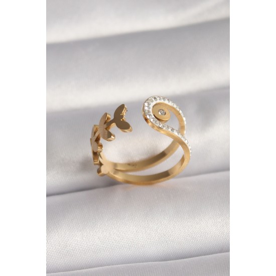 316L Çelik Gold Renk Zirkon Taşlı Yaprak Model Kadın Yüzük 316L Çelik Gold Renk Zirkon Taşlı Yaprak Model Kadın Yüzük