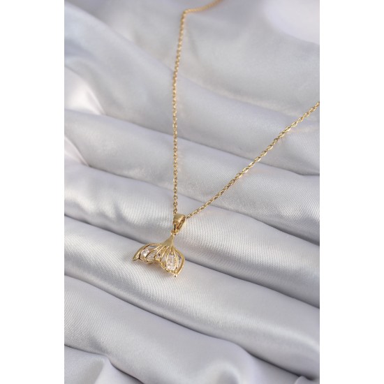 316L Çelik Gold Renk Zirkon Taşlı Balık Kuyruğu Model Kadın Kolye 316L Çelik Gold Renk Zirkon Taşlı Balık Kuyruğu Model Kadın Kolye