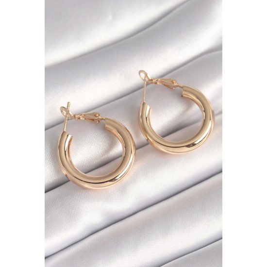 Pirinç Gold Renk Halka Model Kadın Küpe Pirinç Gold Renk Halka Model Kadın Küpe