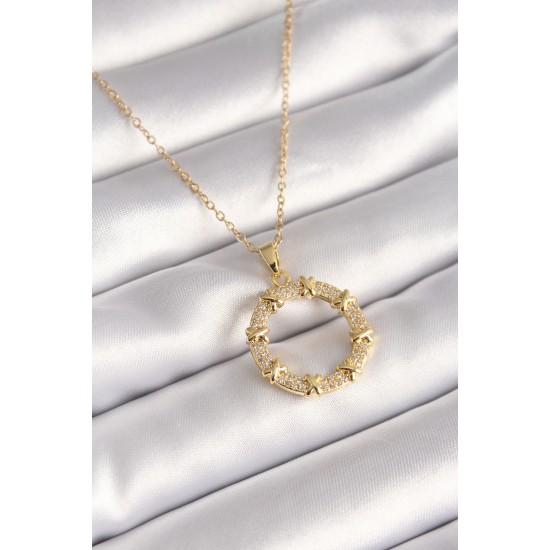316L Çelik Gold Renk Zincir Zirkon Taşlı XoXo Model Kadın Kolye 316L Çelik Gold Renk Zincir Zirkon Taşlı XoXo Model Kadın Kolye