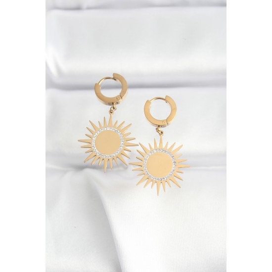 316L Çelik Gold Renk Taşlı Güneş Model Küpe 316L Çelik Gold Renk Taşlı Güneş Model Küpe